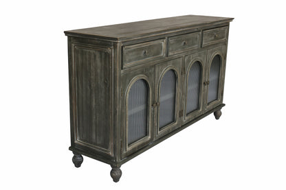 Black & Gray Farmhouse Sideboard Buffet Cabinet - 59" Storage for Living Room