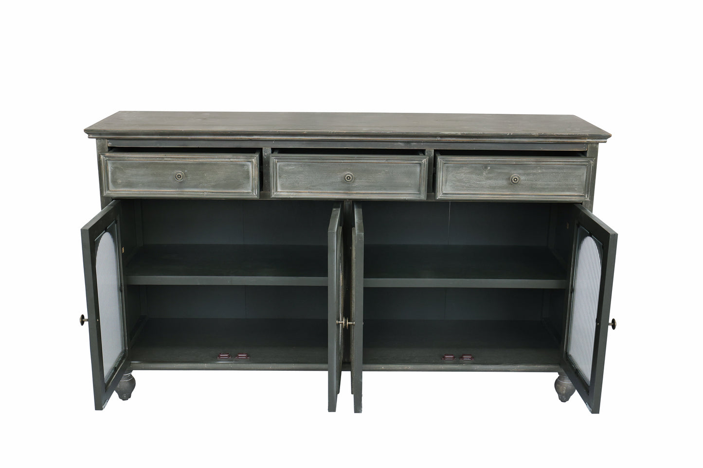 Black & Gray Farmhouse Sideboard Buffet Cabinet - 59" Storage for Living Room