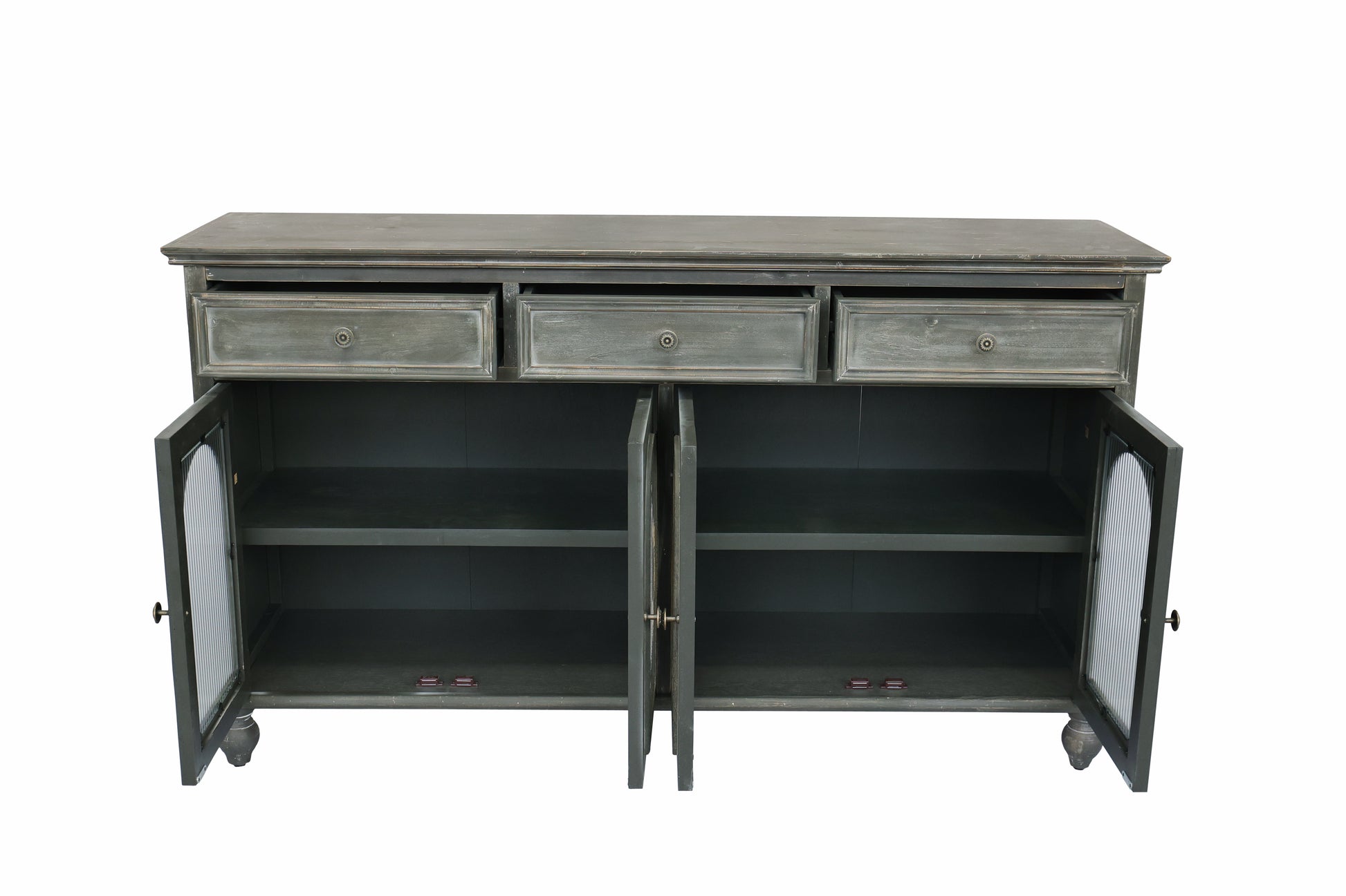Black & Gray Farmhouse Sideboard Buffet Cabinet - 59" Storage for Living Room