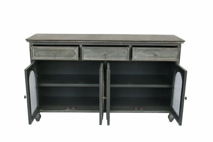 Black & Gray Farmhouse Sideboard Buffet Cabinet - 59" Storage for Living Room