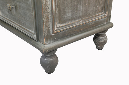 Black & Grey Farmhouse Storage Cabinet - Kitchen Pantry with Glass Doors