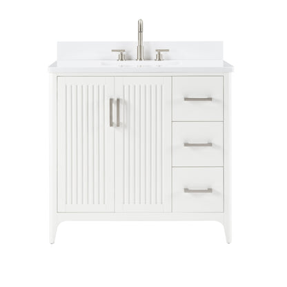 36 Inch White Bathroom Vanity - Solid Wood Farmhouse Style