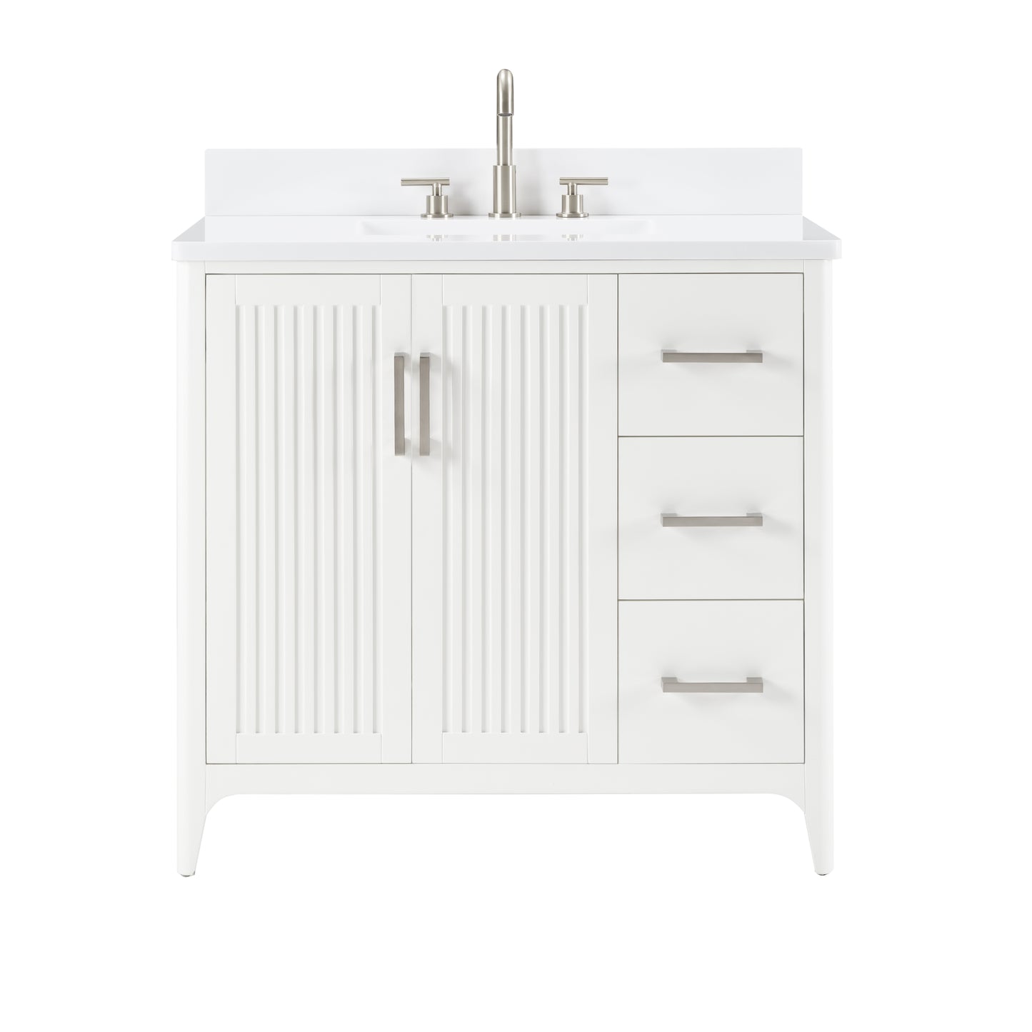 36 Inch White Bathroom Vanity - Solid Wood Farmhouse Style