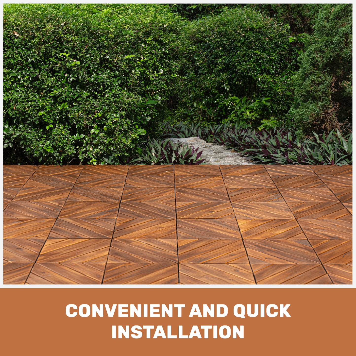 12x12 Acacia Wood Deck Tiles - 27 Piece Outdoor Flooring