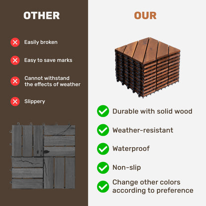 12x12 Acacia Wood Deck Tiles - 27 Piece Outdoor Flooring