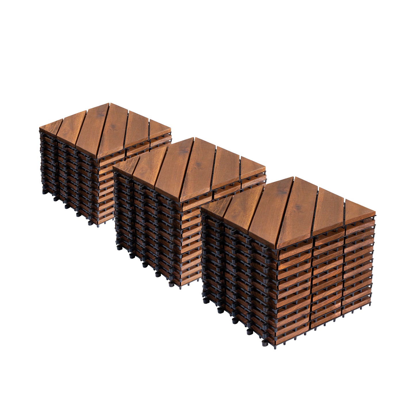 27 PCS Interlocking Deck Tiles Diagonal Pattern, 12" x 12" Acacia Wood Tiles For Patio, Waterproof, All-Weather, Outdoor Decking For Garden, Pool, Balcony,...