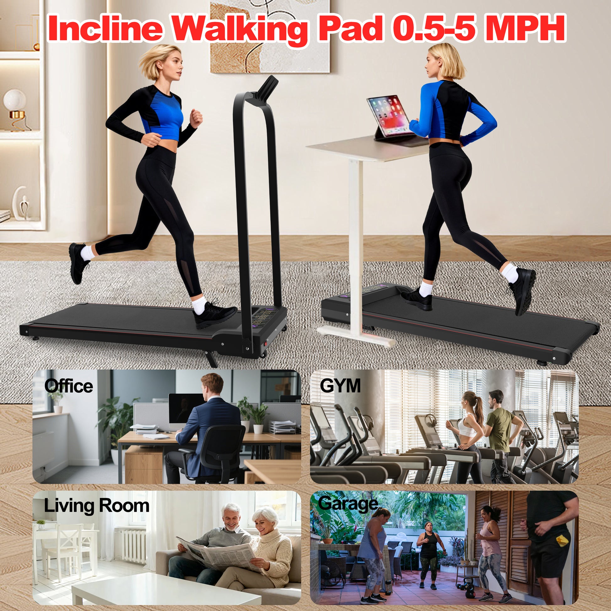 Foldable Treadmill with Vibration Pad, 2.0HP Motor for Home Fitness