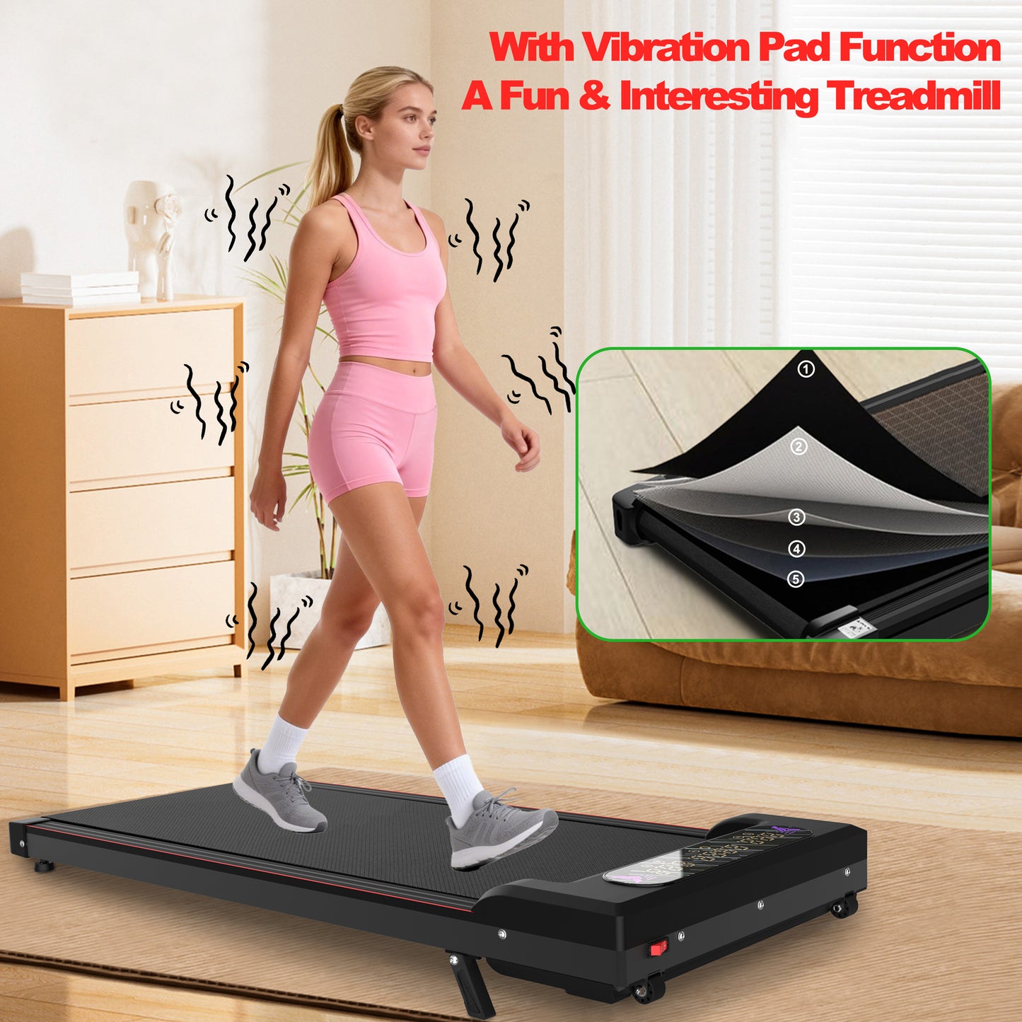 Foldable Treadmill with Vibration Pad, 2.0HP Motor for Home Fitness