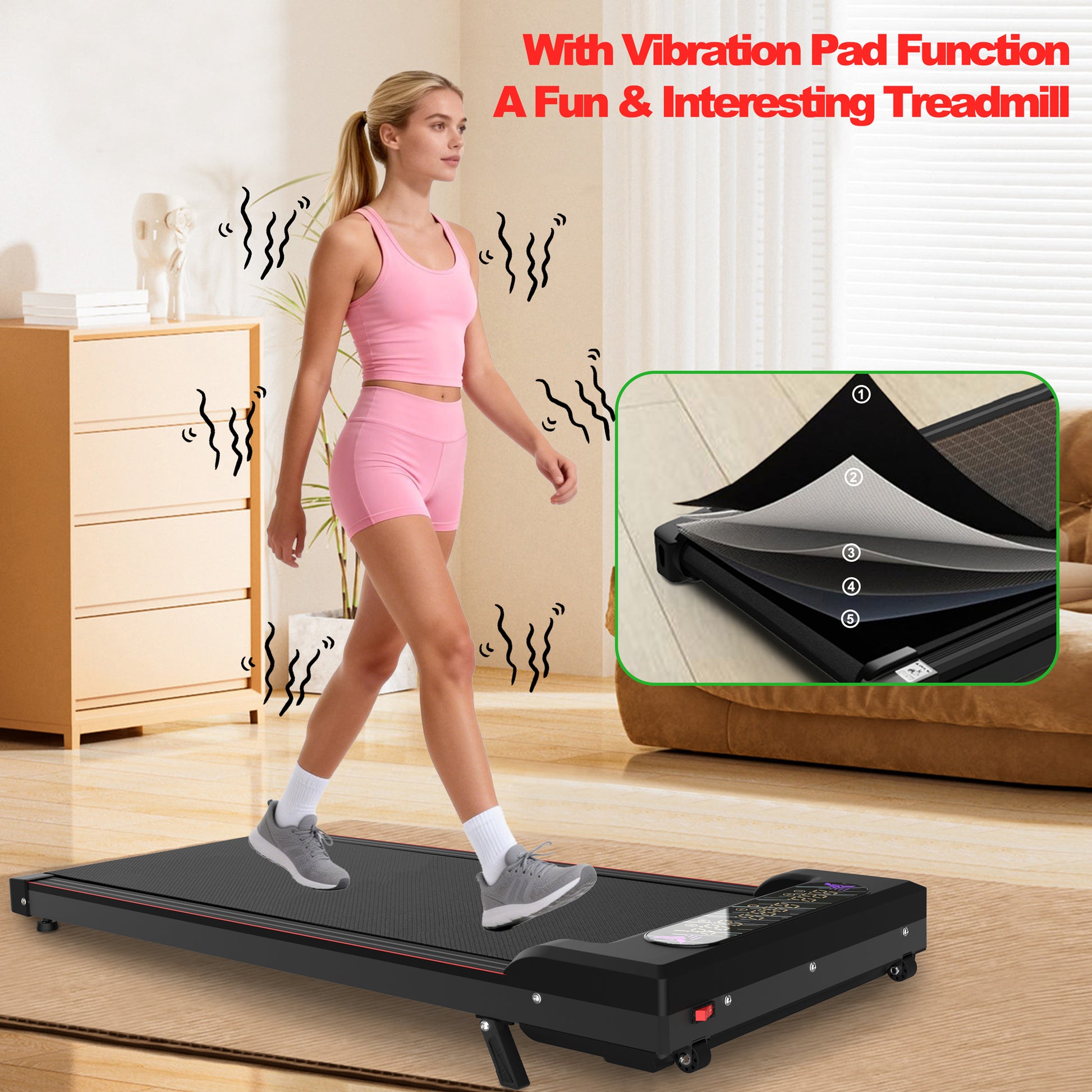 Foldable Treadmill with Vibration Pad, 2.0HP Motor for Home Fitness