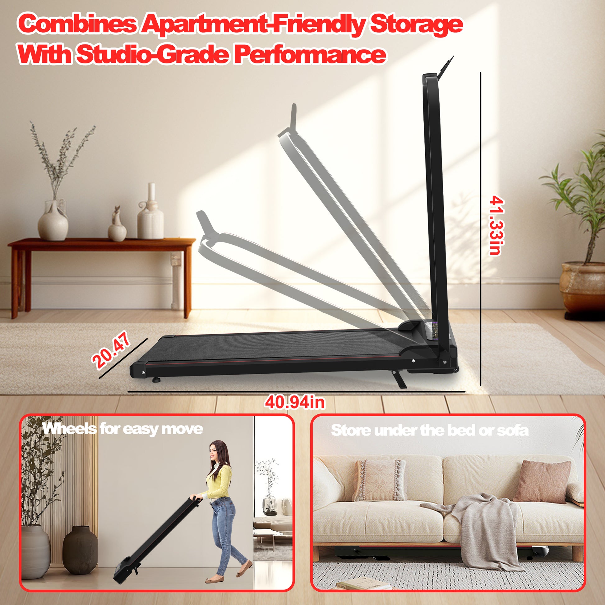 Foldable Treadmill with Vibration Pad, 2.0HP Motor for Home Fitness