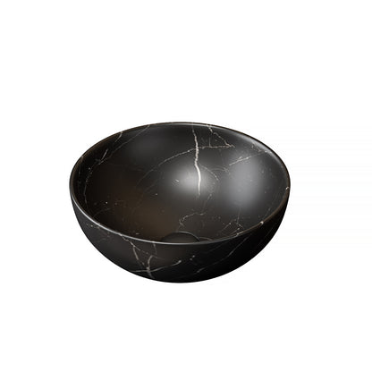 14'' Bathroom Bowl Ceramic Sink with Stone Pattern, No Faucet, Matte Black