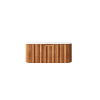 DINA 36'' Wall Mounted Cabinet, with Carrara White Artificial Marble Countertop and Drawer, NO Basin, NO Faucet, Natural Woodgrain Color