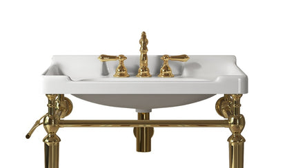 White Ceramic Bathroom Basin - 28" with Faucet Holes