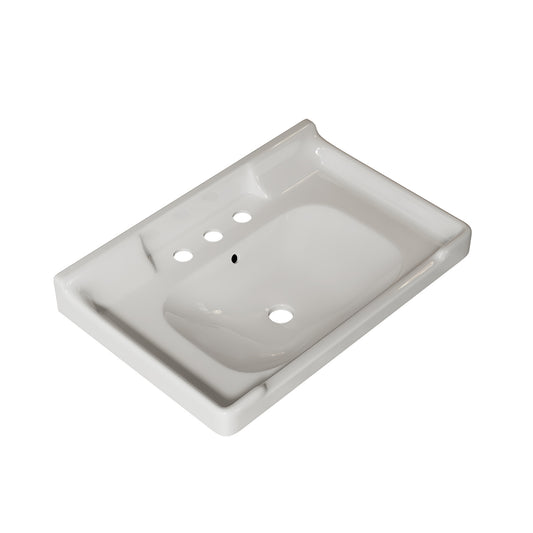 VICI 28" Bathroom Ceramic Basin with 3 pre-drilled hole, NO Cabinet and Faucet, White