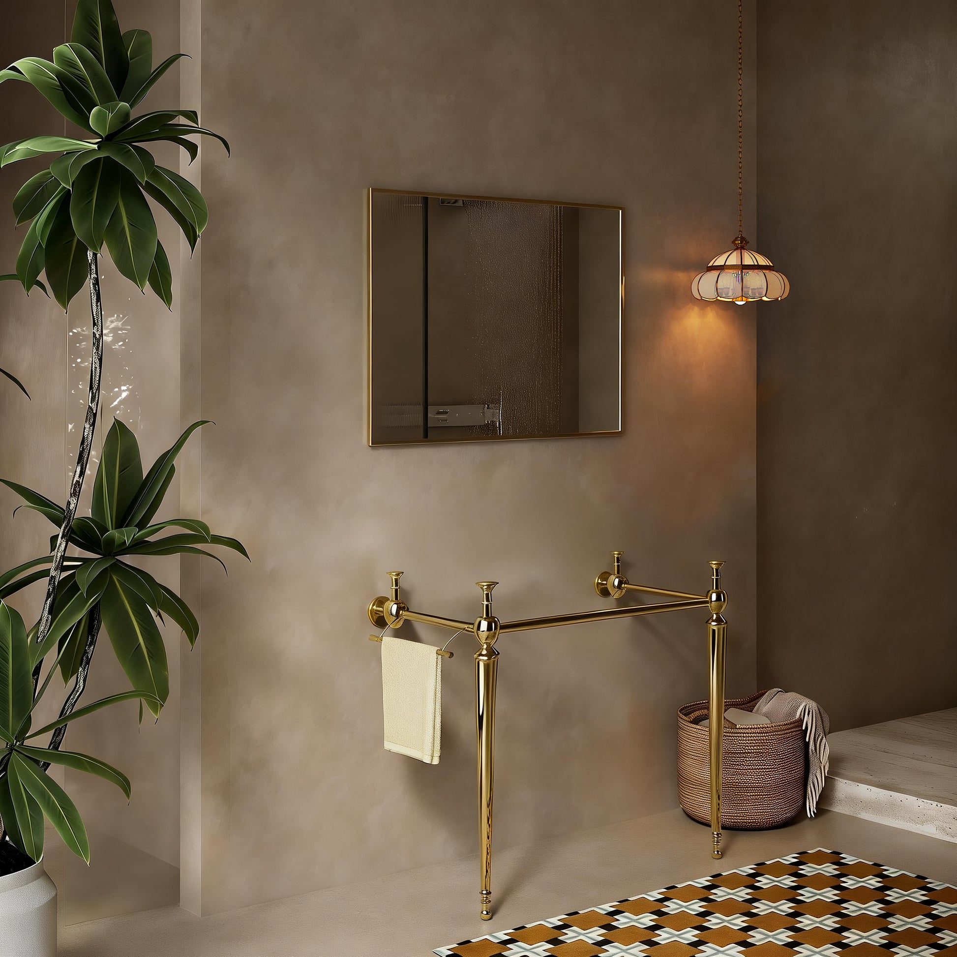 Gold Iron Bathroom Vanity - Freestanding Console