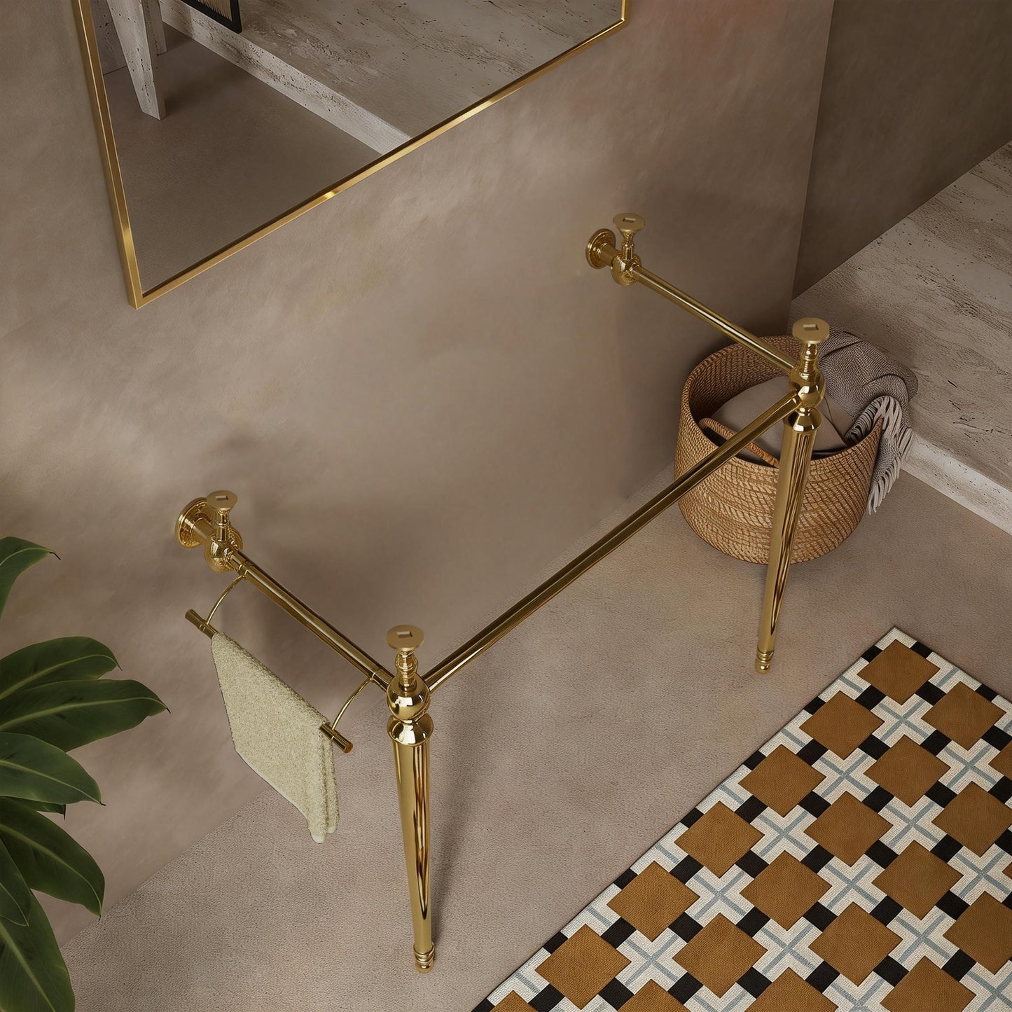 Gold Iron Bathroom Vanity - Freestanding Console