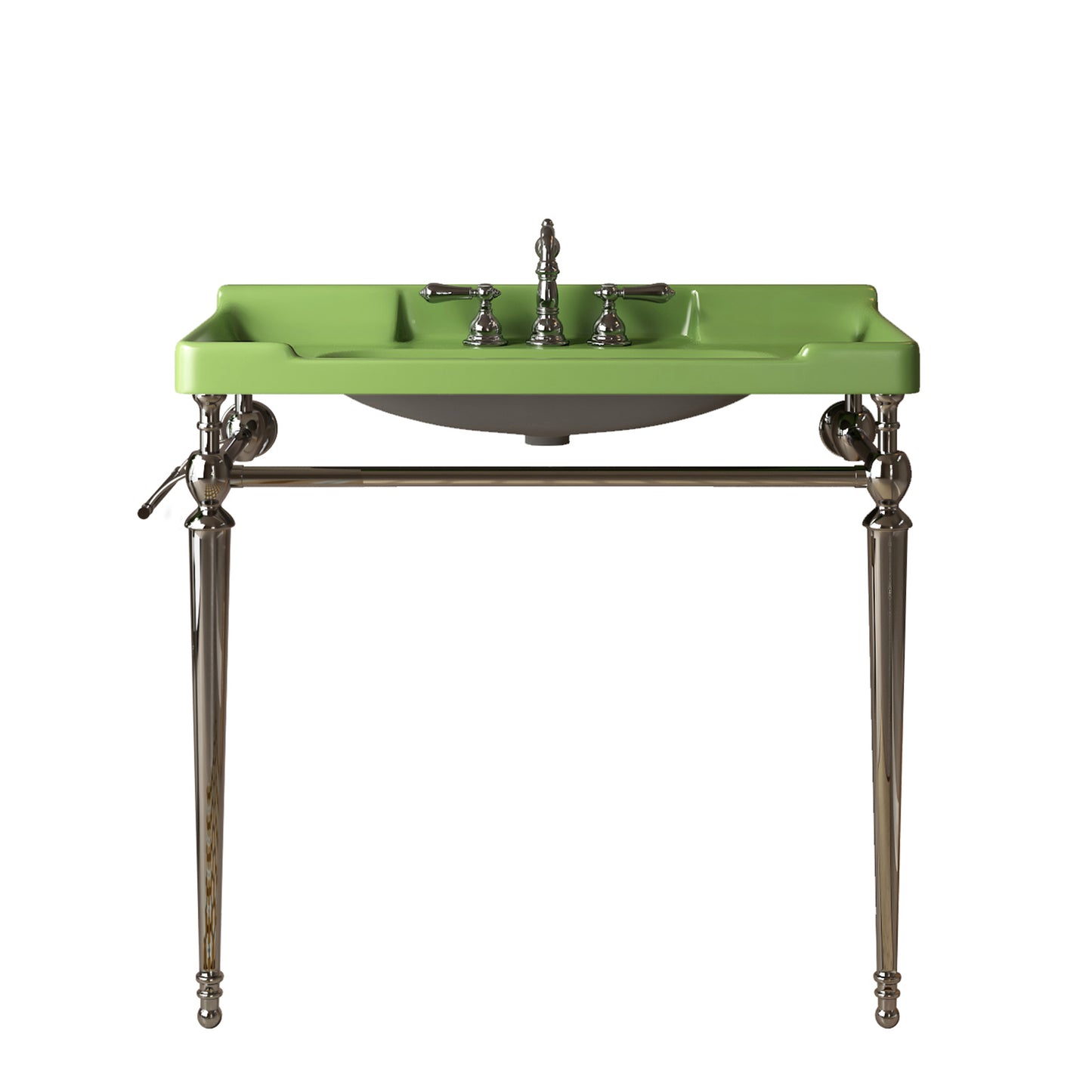 Chrome Green Ceramic Bathroom Vanity Sink - 36 Inch Console