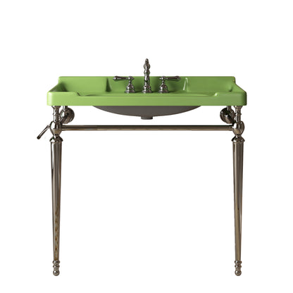 Chrome Green Ceramic Bathroom Vanity Sink - 36 Inch Console
