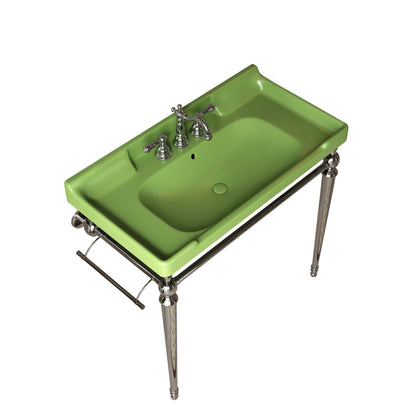 Chrome Green Ceramic Bathroom Vanity Sink - 36 Inch Console