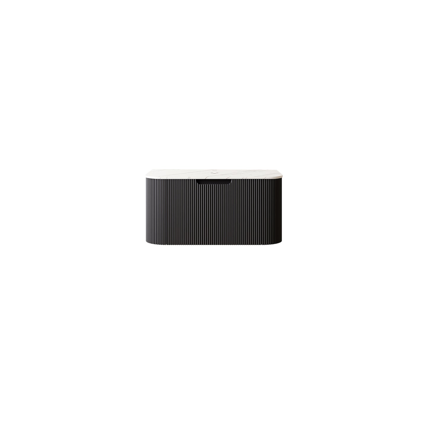 DINA 30'' Wall Mounted Cabinet, with Carrara White Artificial Marble Countertop and Drawer, NO Basin, NO Faucet, Black Color