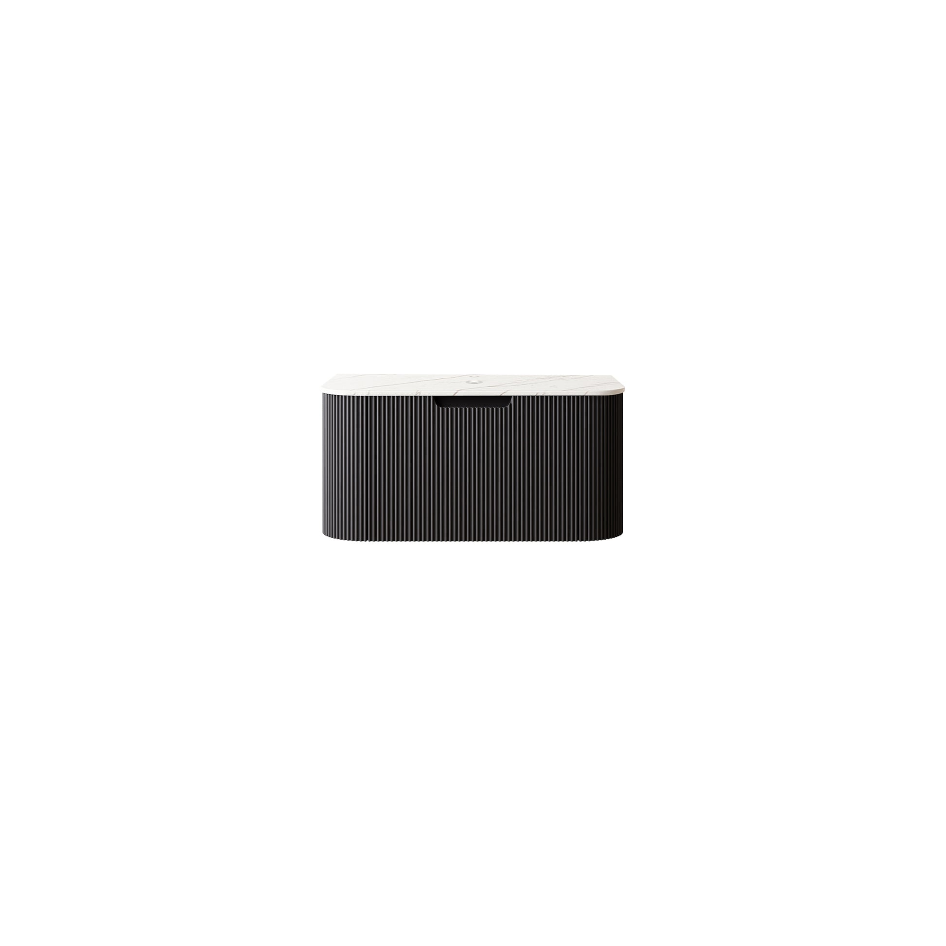 DINA 30'' Wall Mounted Cabinet, with Carrara White Artificial Marble Countertop and Drawer, NO Basin, NO Faucet, Black Color