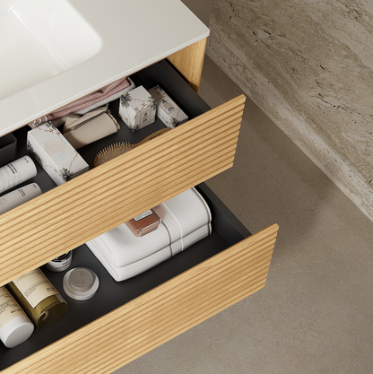 BRON 30" Bathroom Vanity - Golden Oak, White Ceramic Sink