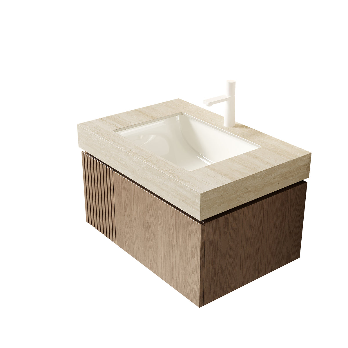 Beige Sintered Stone Bathroom Vanity Top with Ceramic Basin