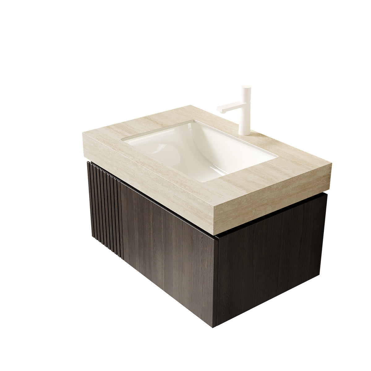 Beige Sintered Stone Bathroom Vanity Top with Ceramic Basin