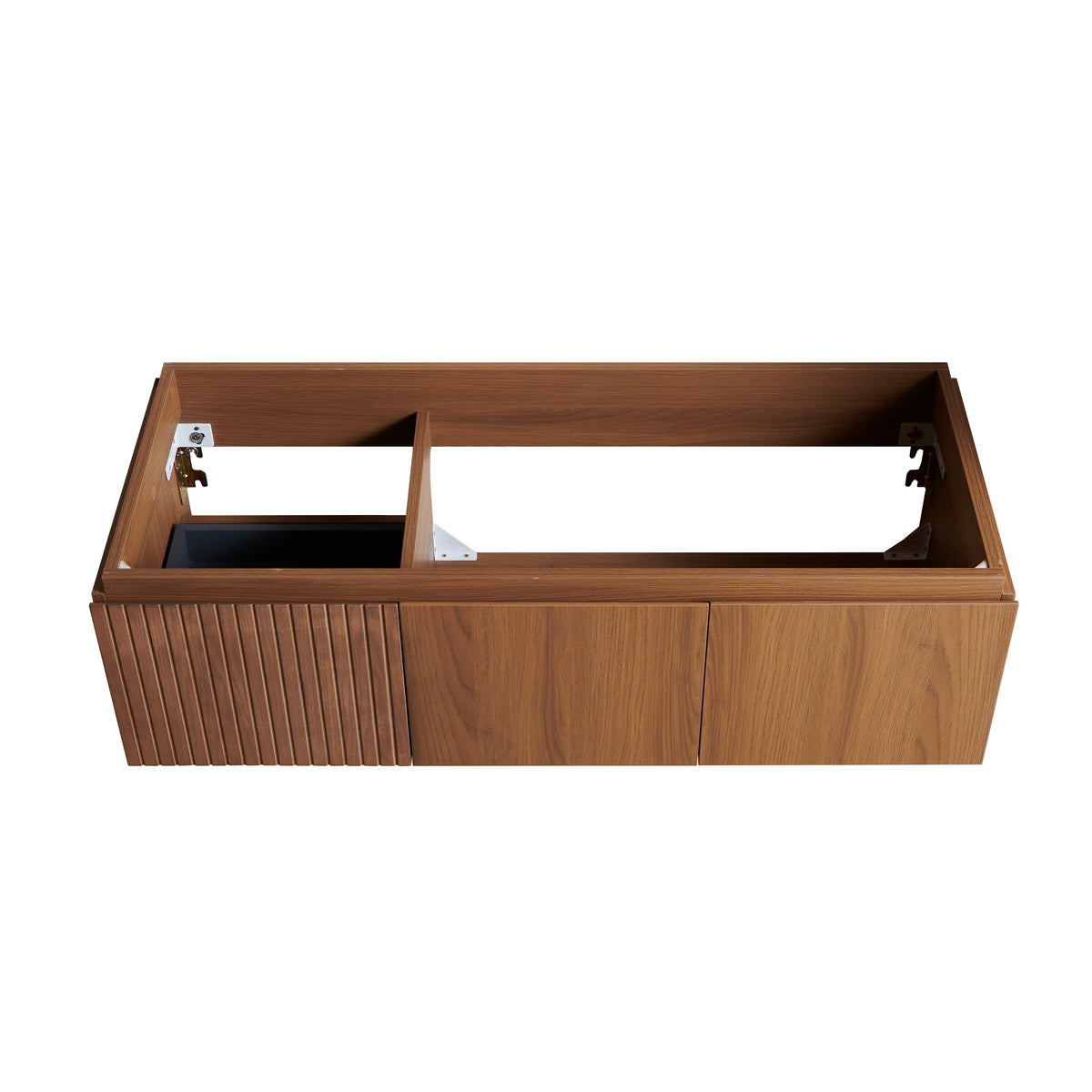 47" Brown Oak Wood Bathroom Vanity with Storage