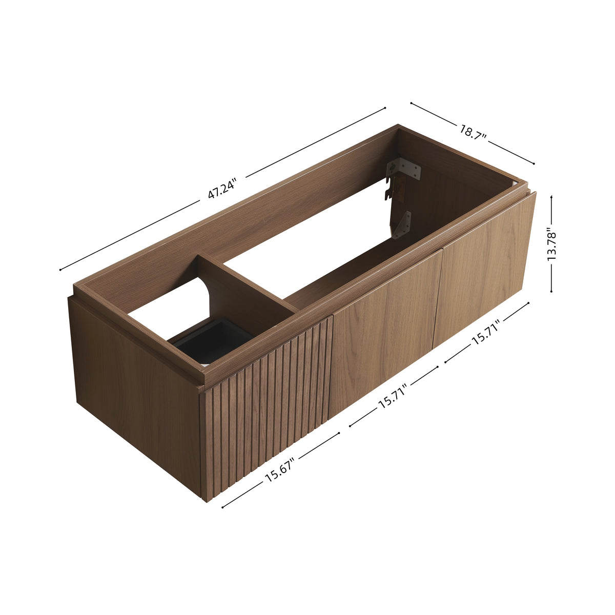 47" Brown Oak Wood Bathroom Vanity with Storage