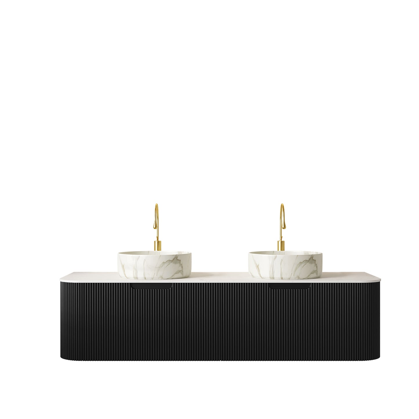 DINA 60" Bathroom Vanity & Sinks - Black, Carrara White, Stone White