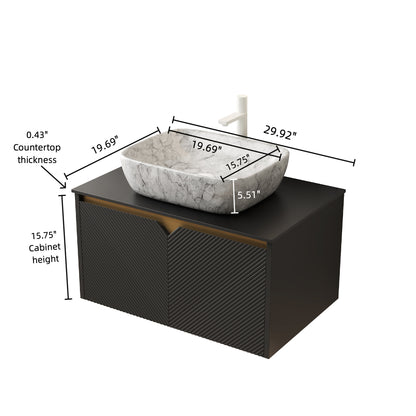 Black Ceramic Vanity with Stone Top - Bathroom Storage