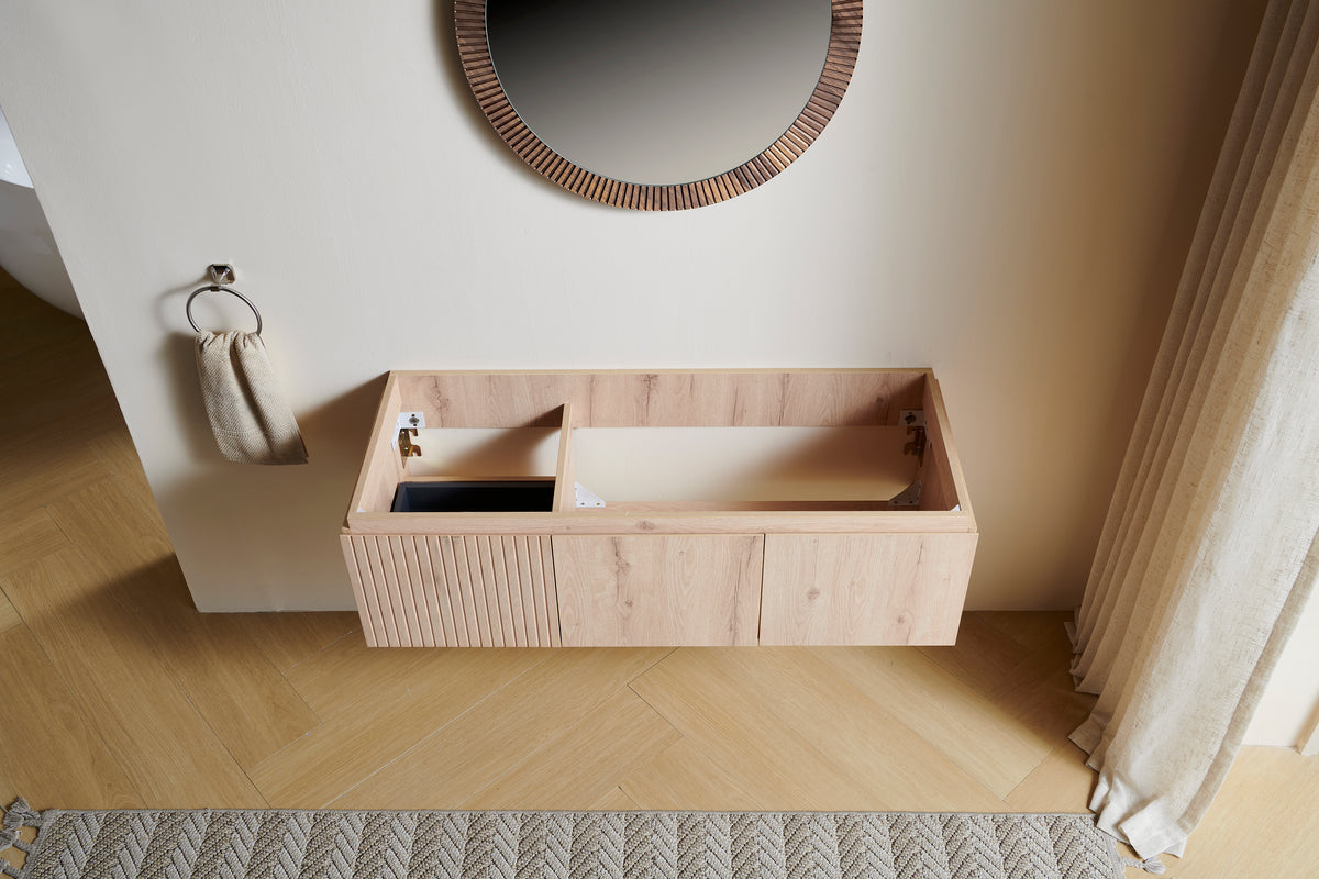 48" White Oak Bathroom Vanity - Plywood Cabinet with Storage