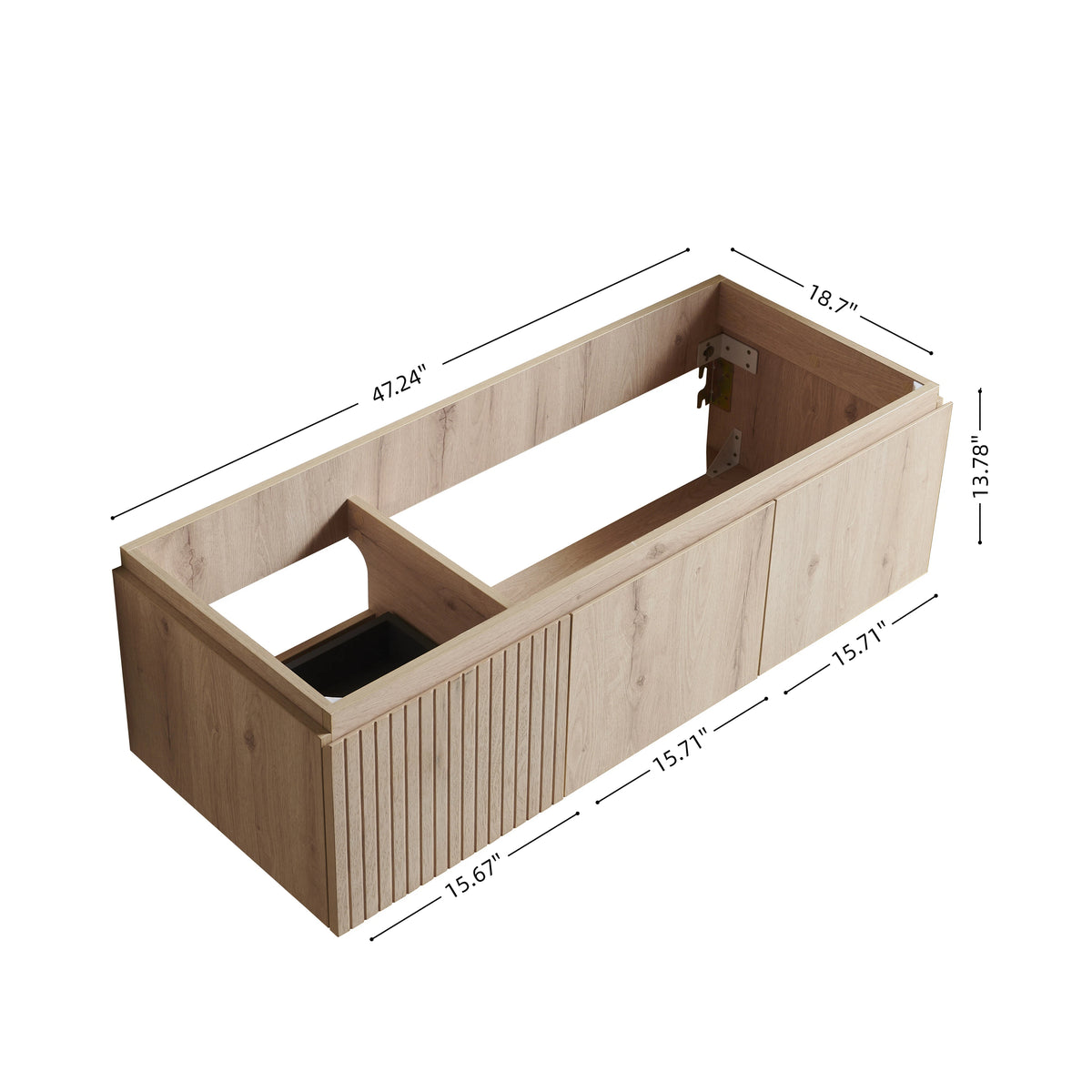 48" White Oak Bathroom Vanity - Plywood Cabinet with Storage