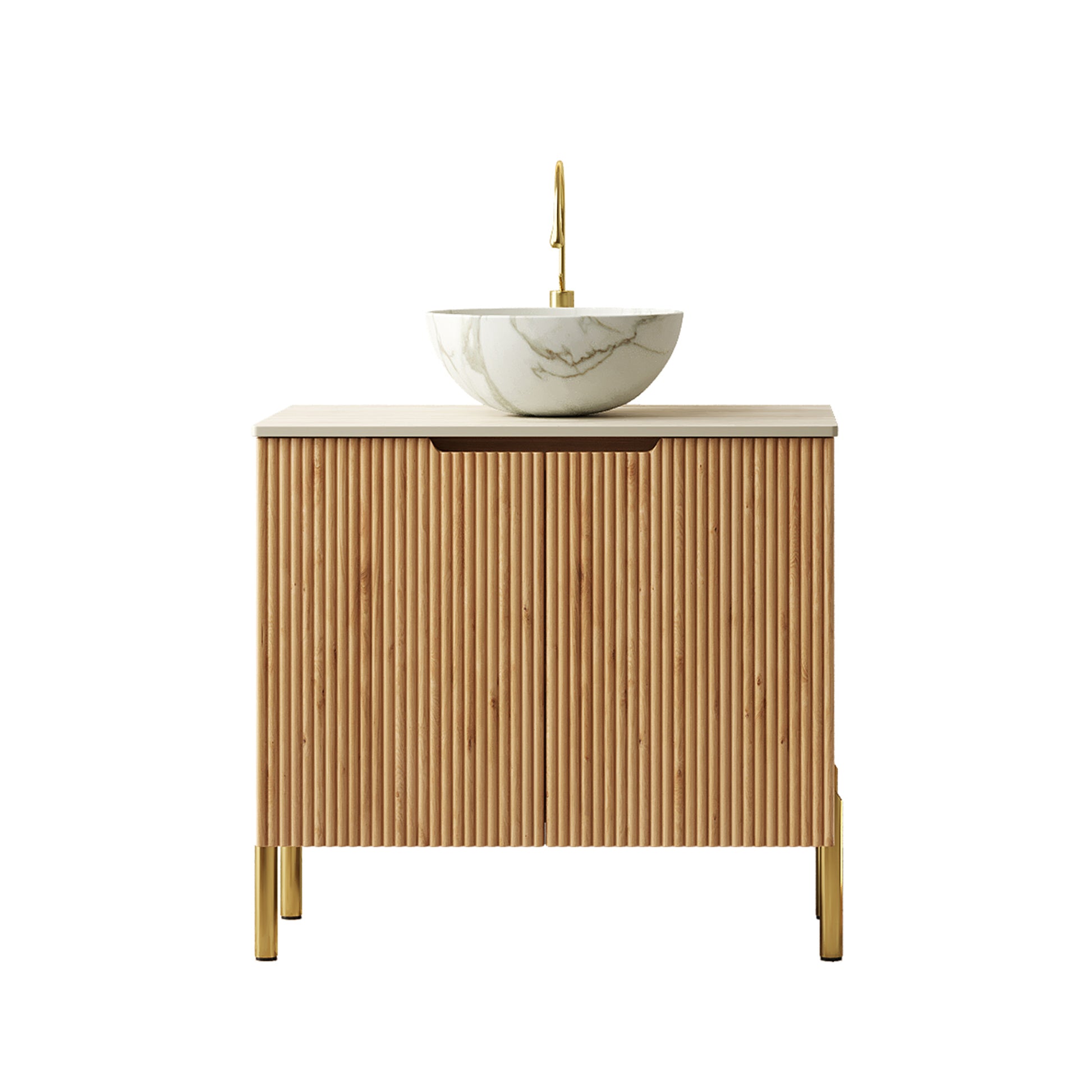 30" Natural Wood Bathroom Vanity with Sink Storage
