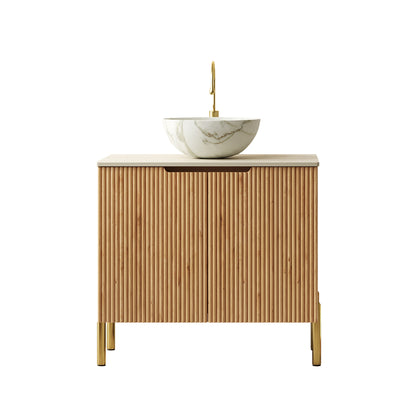 30" Natural Wood Bathroom Vanity with Sink Storage