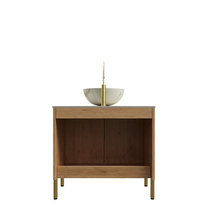 30" Natural Wood Bathroom Vanity with Sink Storage