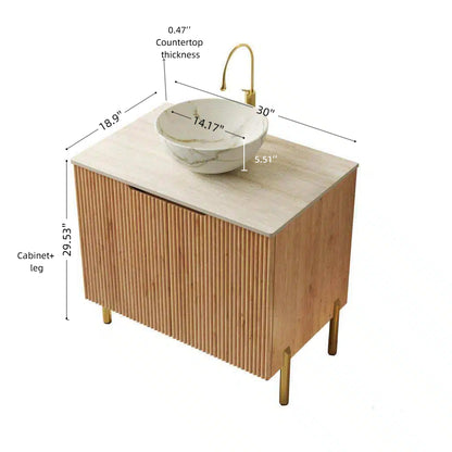 30" Natural Wood Bathroom Vanity with Sink Storage