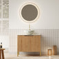 TURIO 30" Bathroom Vanity with Sink, Freestanding Plywood Bathroom Storage Cabinet with 2 Doors, White Bowl Basin with Stone Pattern and Roma Travertine Sintered Stone Counter Top, Woodgrain Color