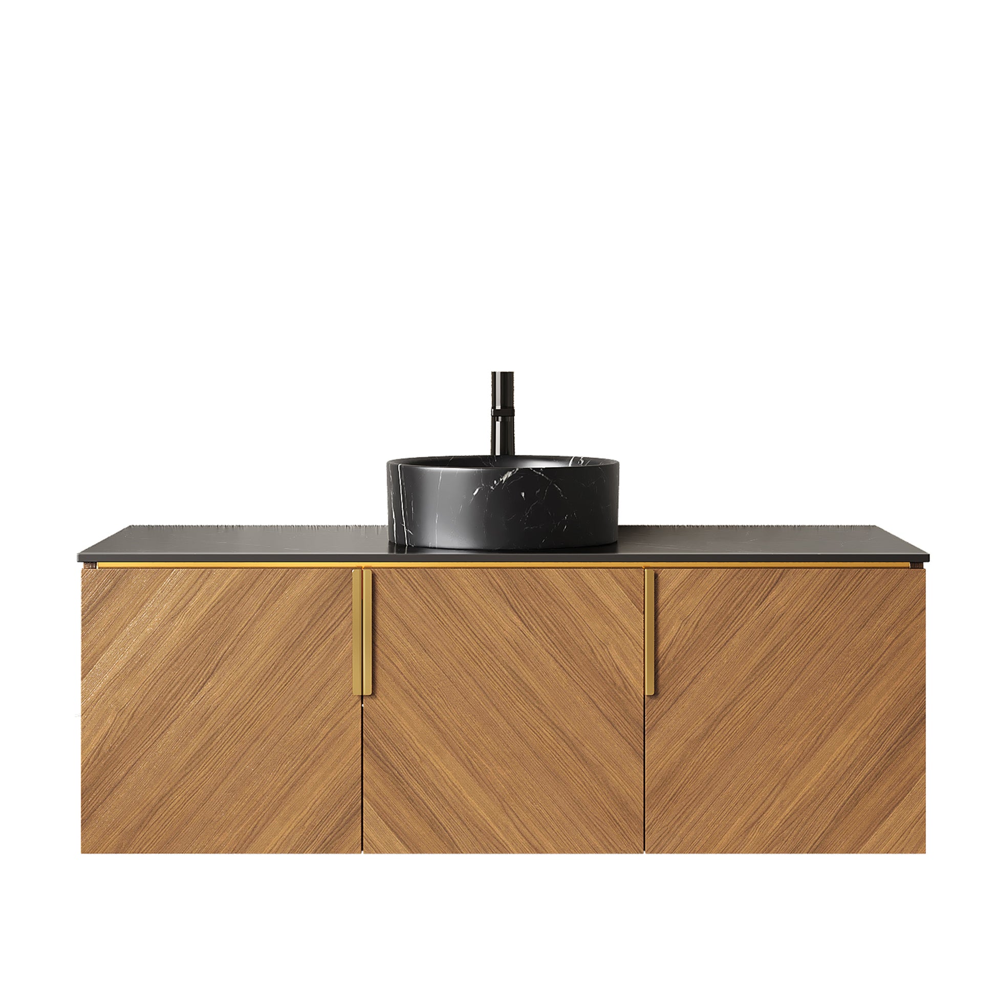 48 Inch Bathroom Vanity with Sink - Black Sintered Stone Countertop