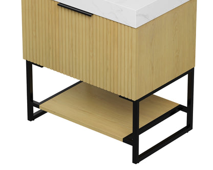 Golden Oak Bathroom Vanity Cabinet - 30" Freestanding Storage