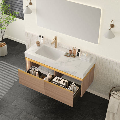 NYAH 48" Bathroom Vanity & Sink - Carrara White Sintered Stone