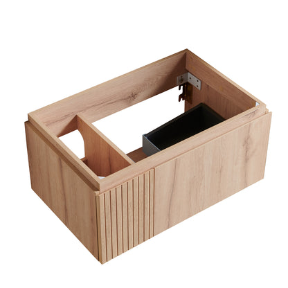 White Oak Bathroom Vanity with Double Doors & Drawer