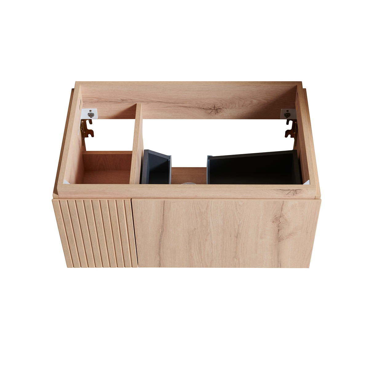 White Oak Bathroom Vanity with Double Doors & Drawer