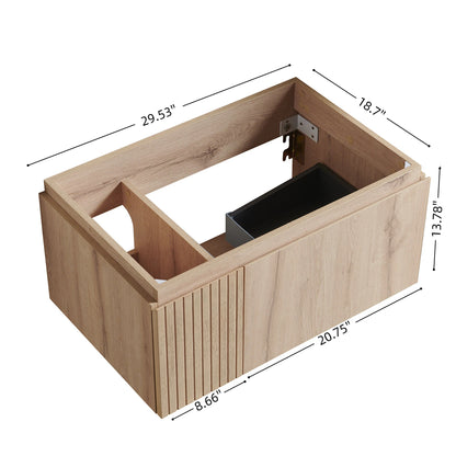 White Oak Bathroom Vanity with Double Doors & Drawer