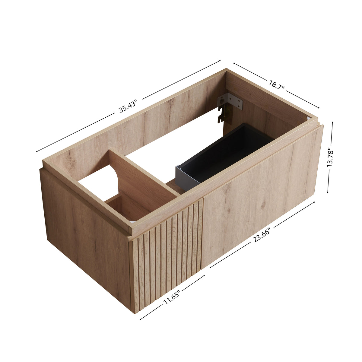 36" White Oak Bathroom Vanity - Plywood Cabinet with Drawer & Door