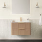 ZANE 30" Bathroom Vanity with Sink, Floating Ultra-Pinstriped Plywood Storage Cabinet with Drawers, Carrara White Sintered Stone Hot-bent Integrated Basin, Pre-assembled, Light Natural Woodgrain Color