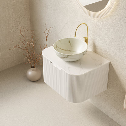 Carrara White Ceramic Bathroom Vanity with Sintered Stone Top