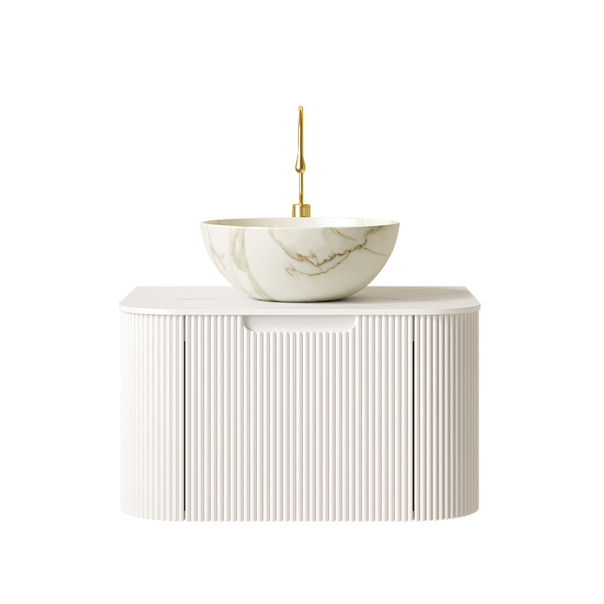 Carrara White Ceramic Bathroom Vanity with Sintered Stone Top