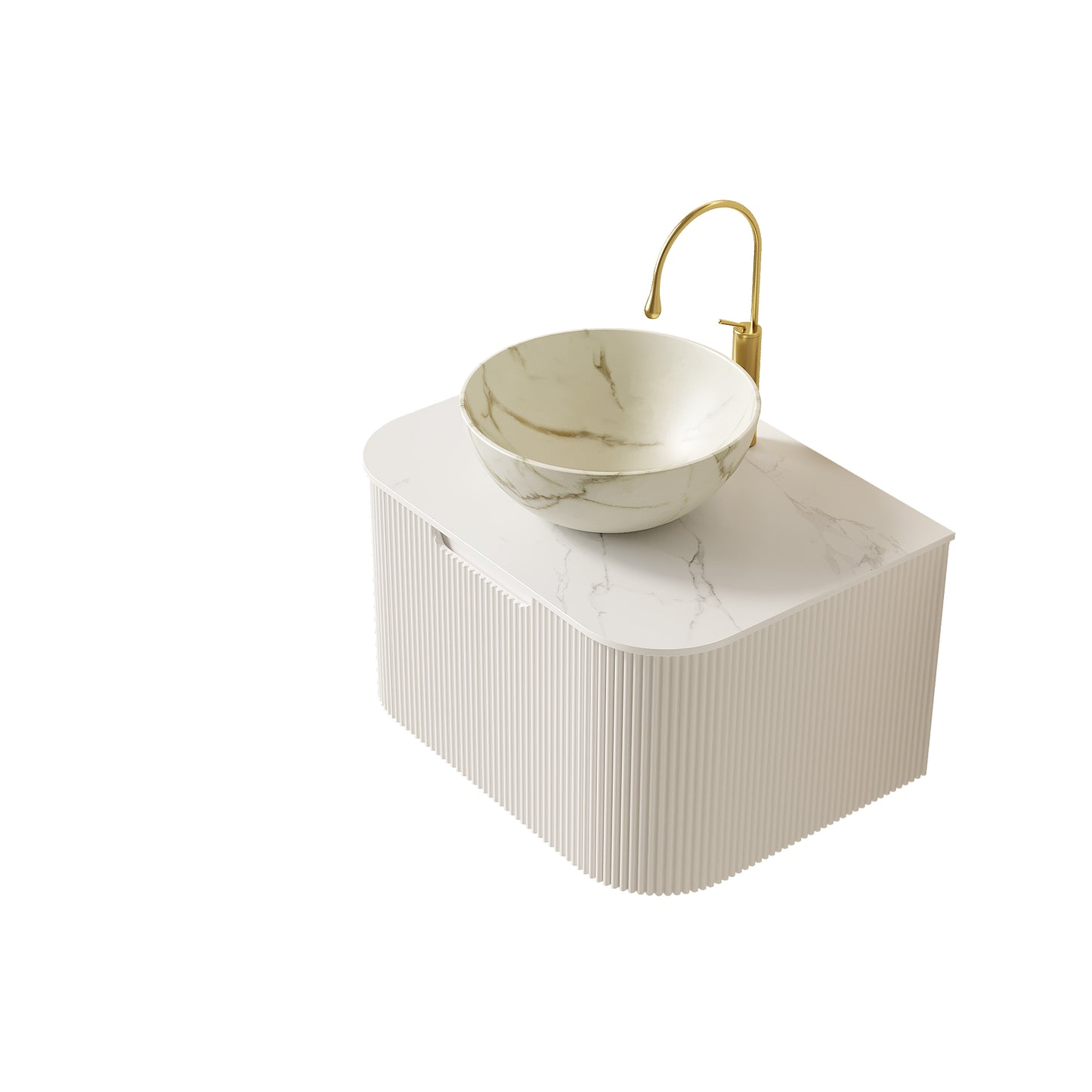 Carrara White Ceramic Bathroom Vanity with Sintered Stone Top